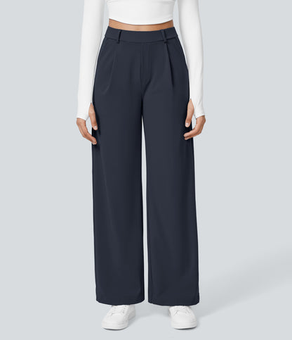 High Waisted Pocket Straight Leg Work Pants