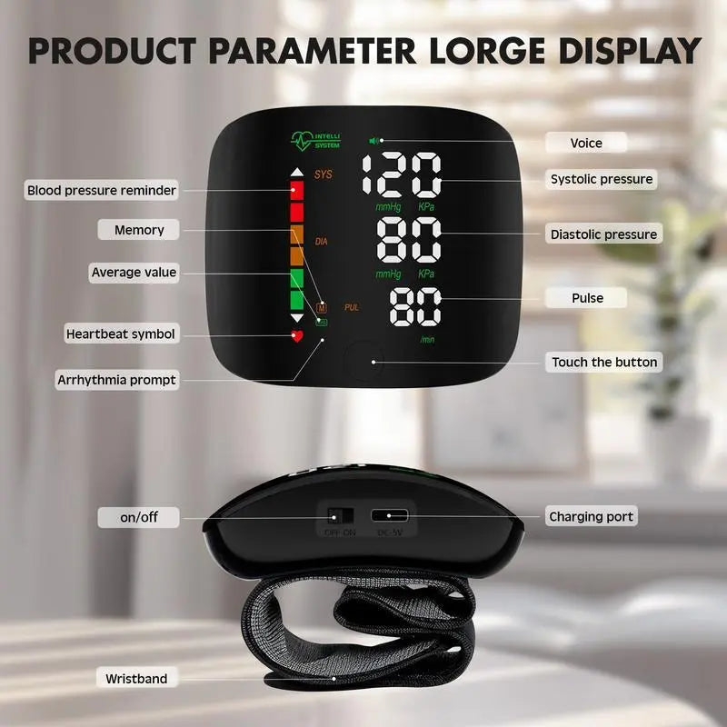Wrist Blood Pressure Monitor Led Display