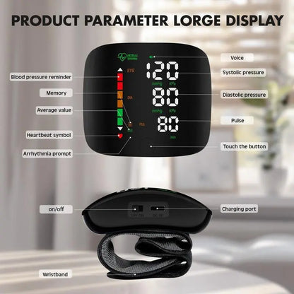 Wrist Blood Pressure Monitor Led Display