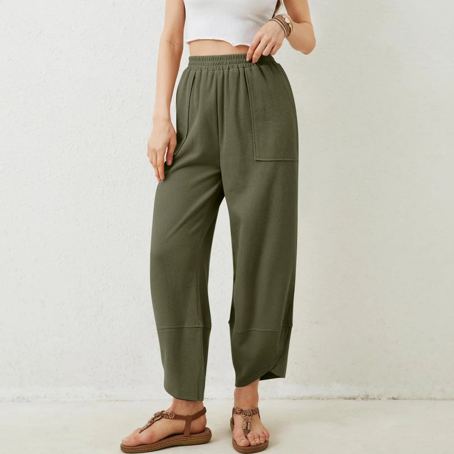 Womens Baggy Wide Leg Pants with Large Pockets