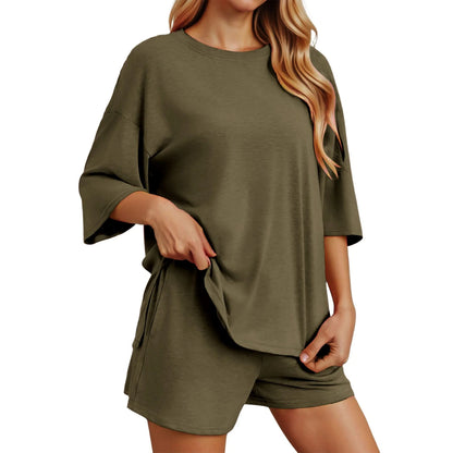 Oversized Casual Lounge Set – 2-Piece with Crewneck & Split Hem