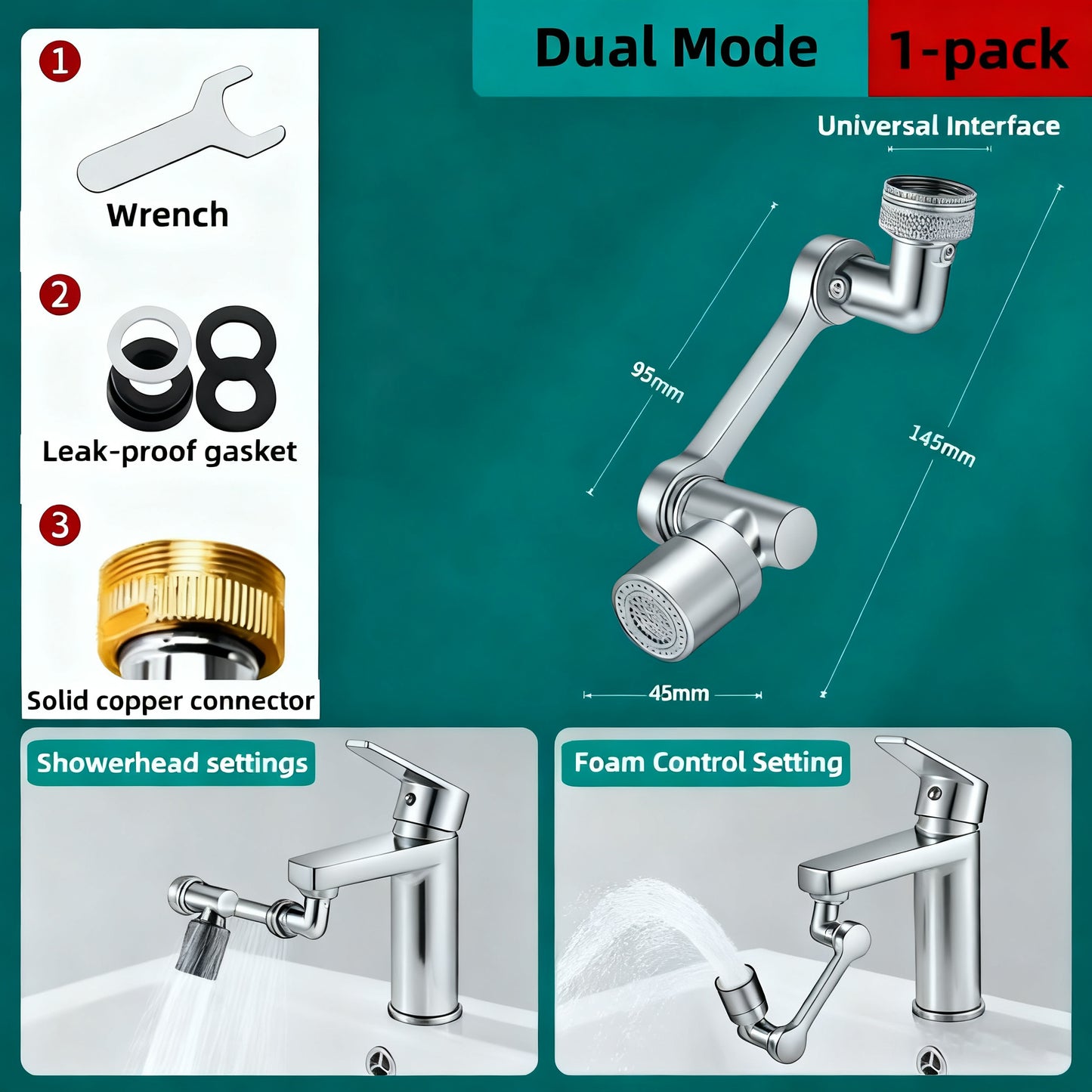 1440° Rotatable Faucet Aerator Extension