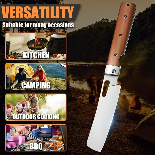 440C Stainless Steel Wood Handle Portable Chef Tool