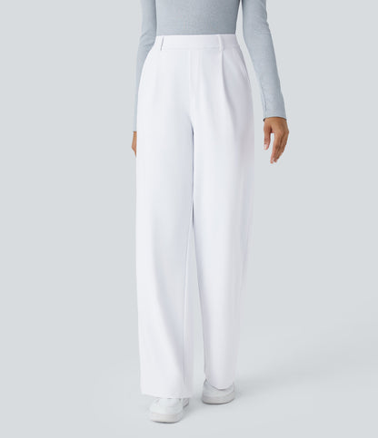 High Waisted Pocket Straight Leg Work Pants