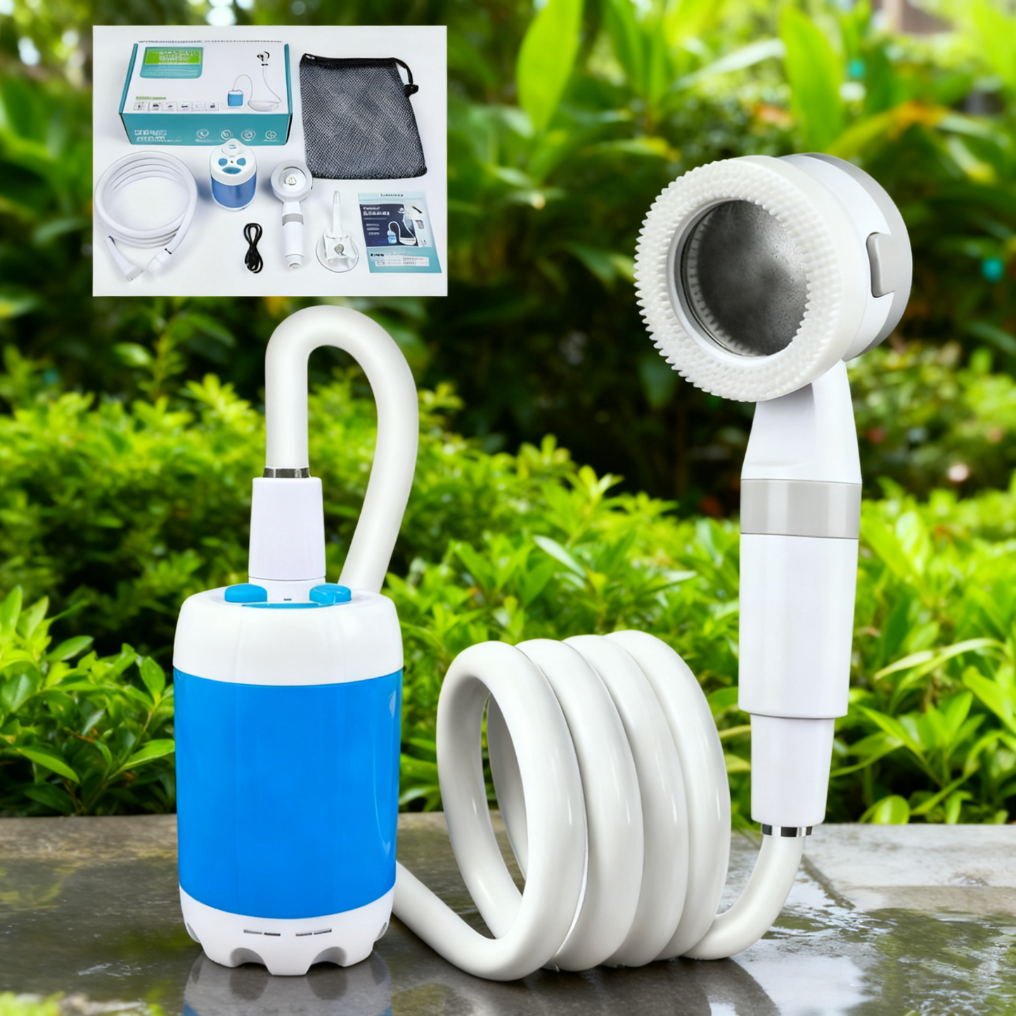 Portable Camping Shower Pump – Rechargeable Outdoor Shower Anywhere