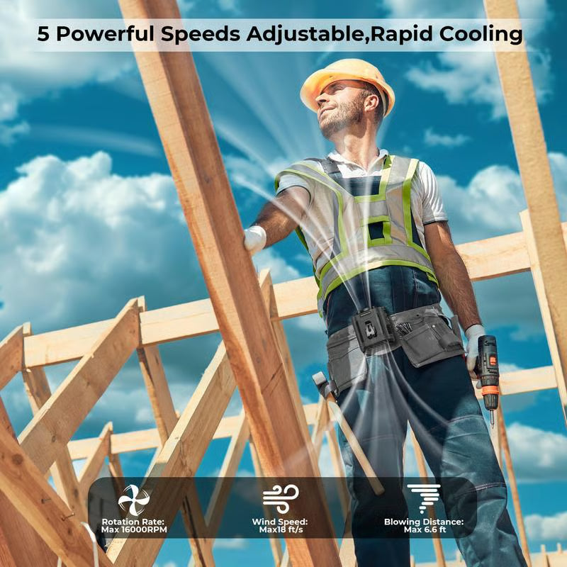 🌬️ Portable USB Waist Fan – Stay Cool Anywhere, Anytime!