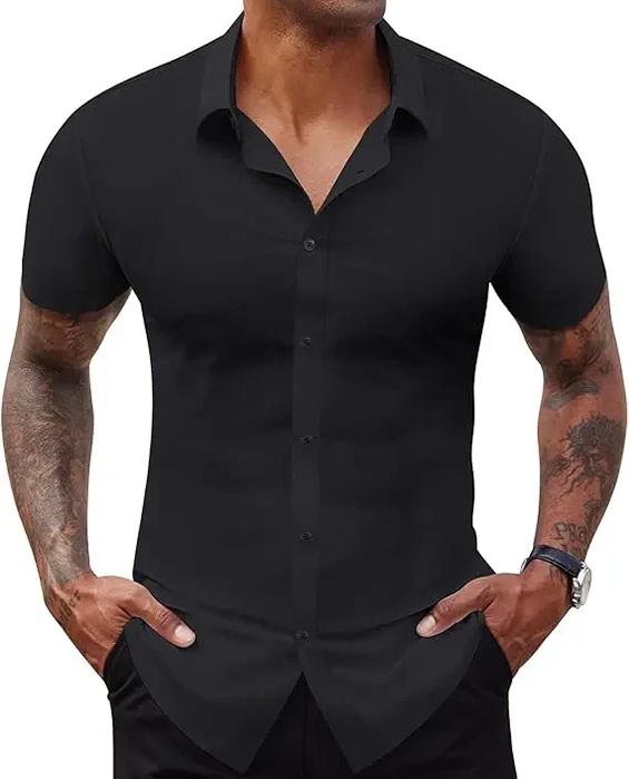Stretch Dress Shirts for Men Short Sleeve