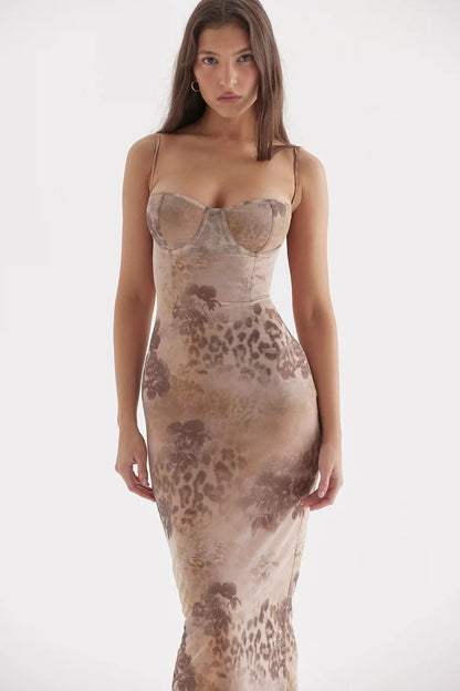 AIZA PRINT BUSTIER SUNDRESS