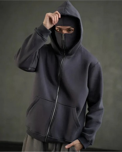 Double Hooded Zip Jacket Wind-resistant Winter Hoodies for Men