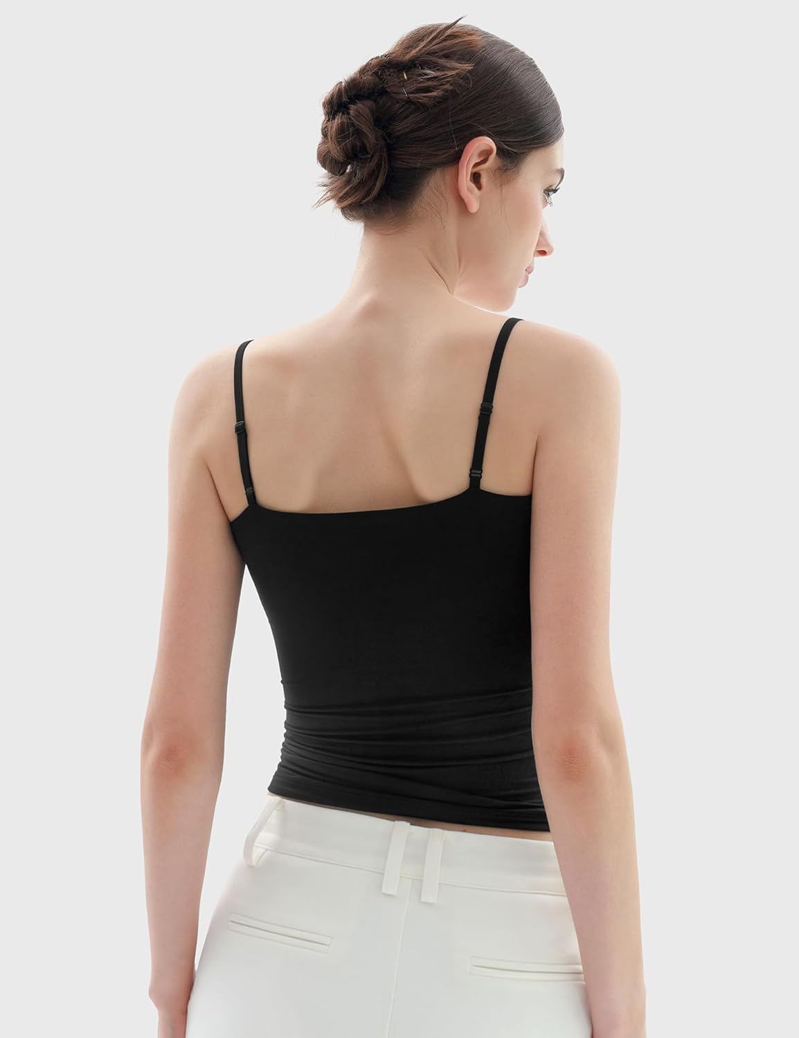 Women's Square Neck Tank Top Adjustable Spaghetti Straps Sleeveless