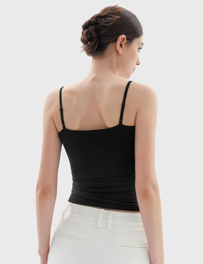 Women's Square Neck Tank Top Adjustable Spaghetti Straps Sleeveless