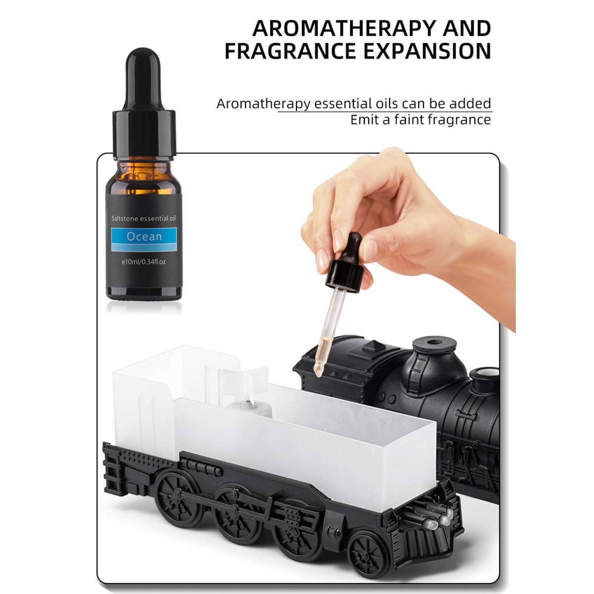 Vintage Steam Train Essential Oil Diffuser – 300ML Aromatherapy Humidifier