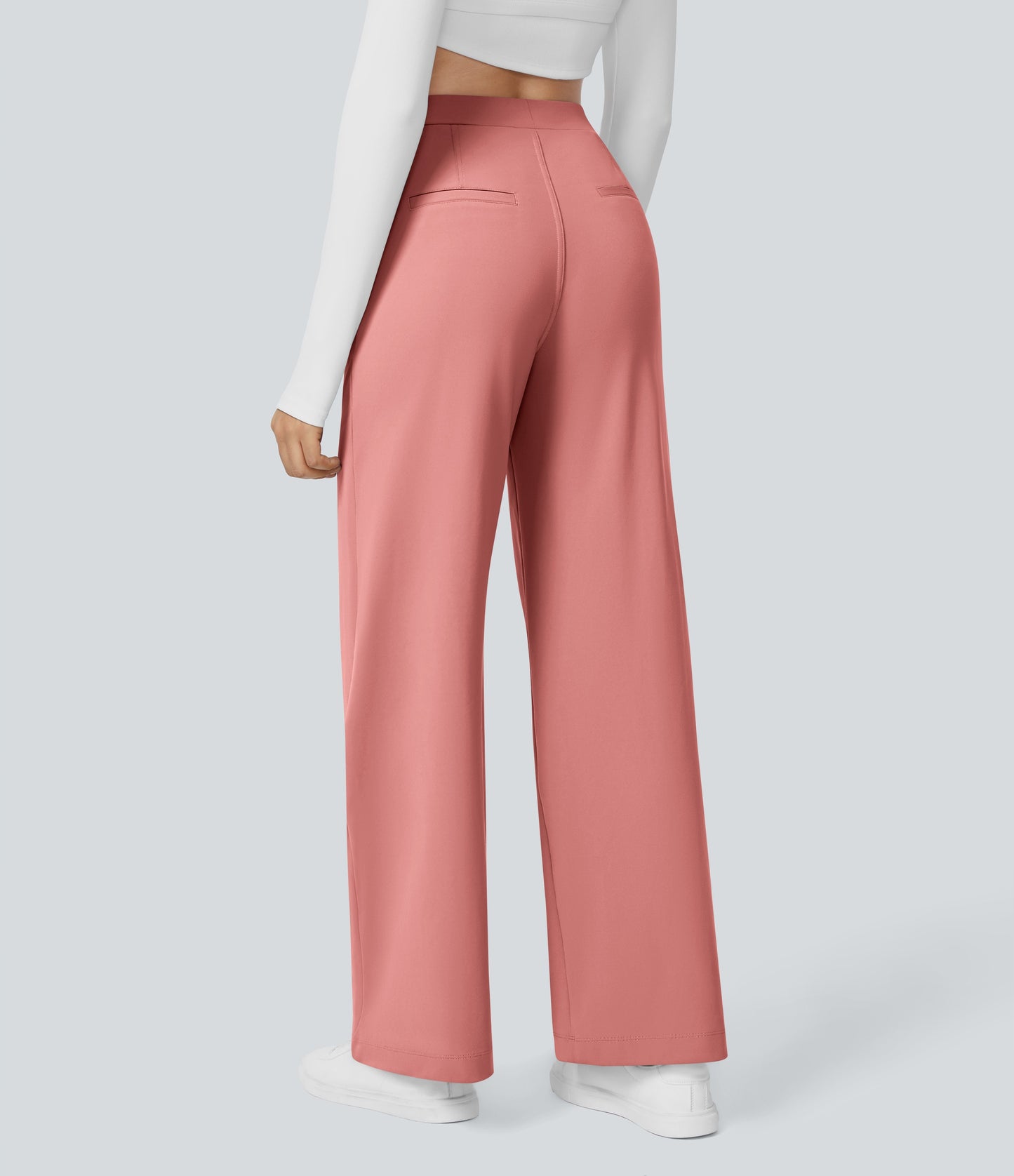 High Waisted Pocket Straight Leg Work Pants