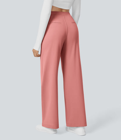 High Waisted Pocket Straight Leg Work Pants