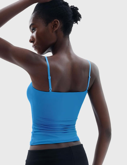 Women's Square Neck Tank Top Adjustable Spaghetti Straps Sleeveless