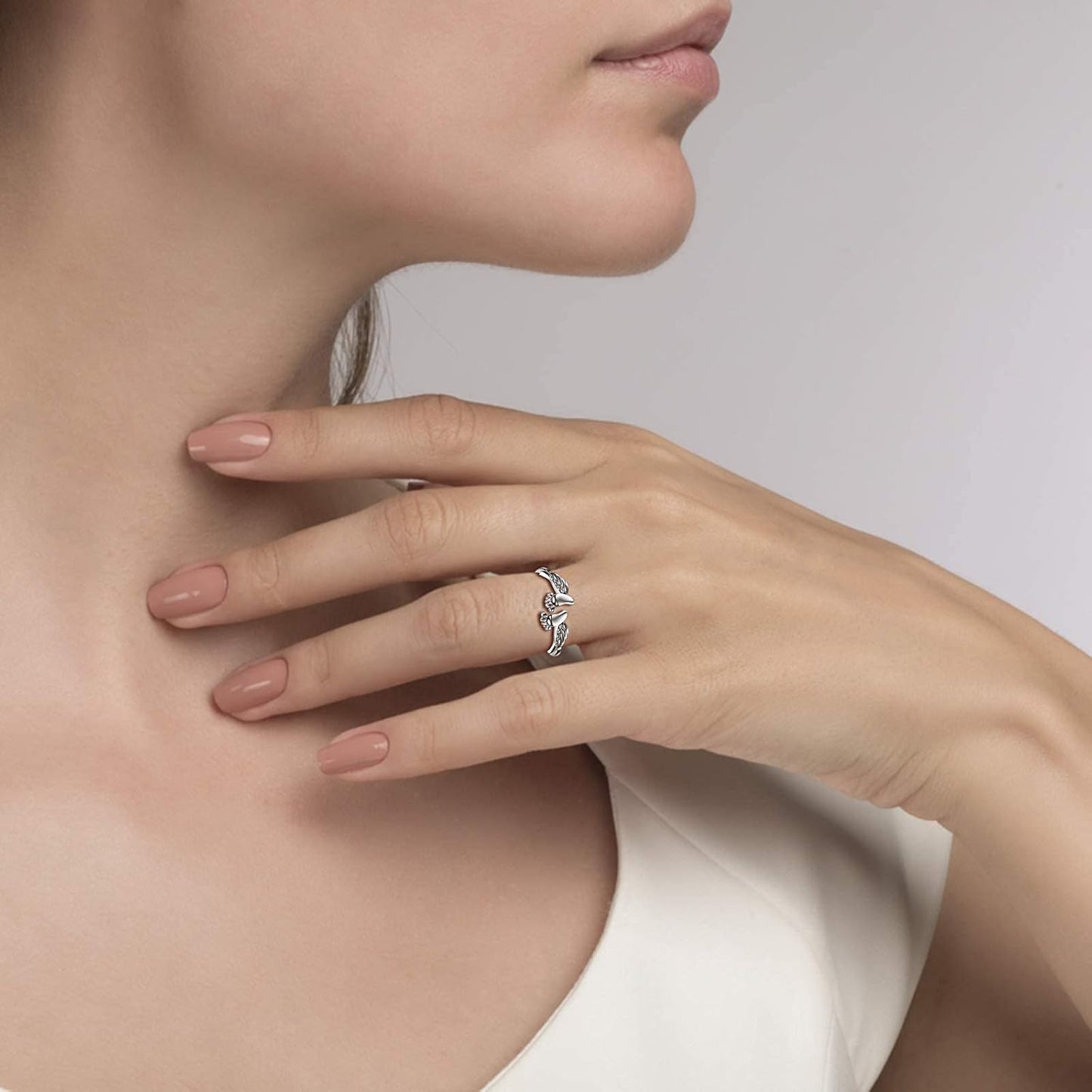 Mother of An Angel Footprint Wings Ring