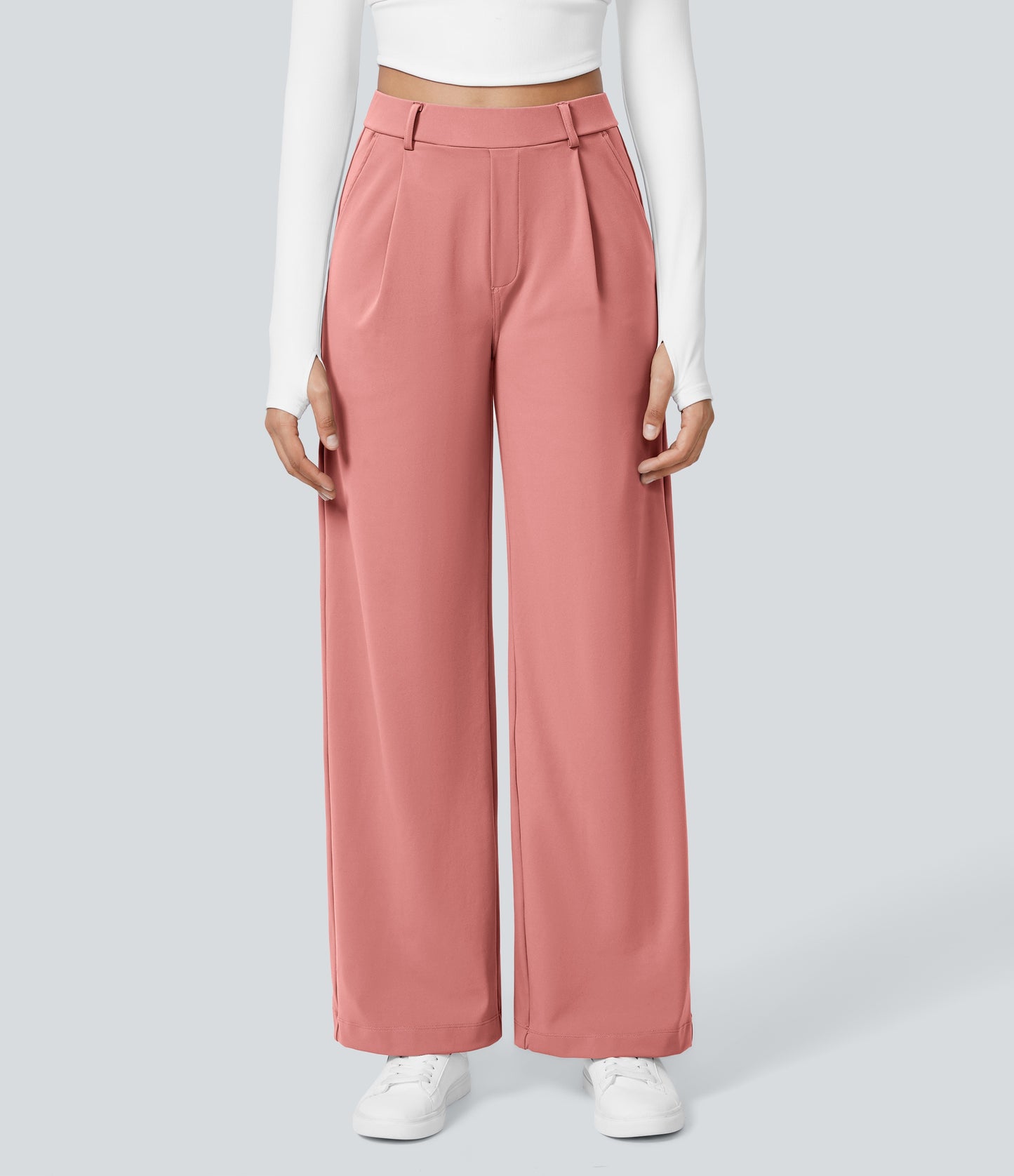 High Waisted Pocket Straight Leg Work Pants