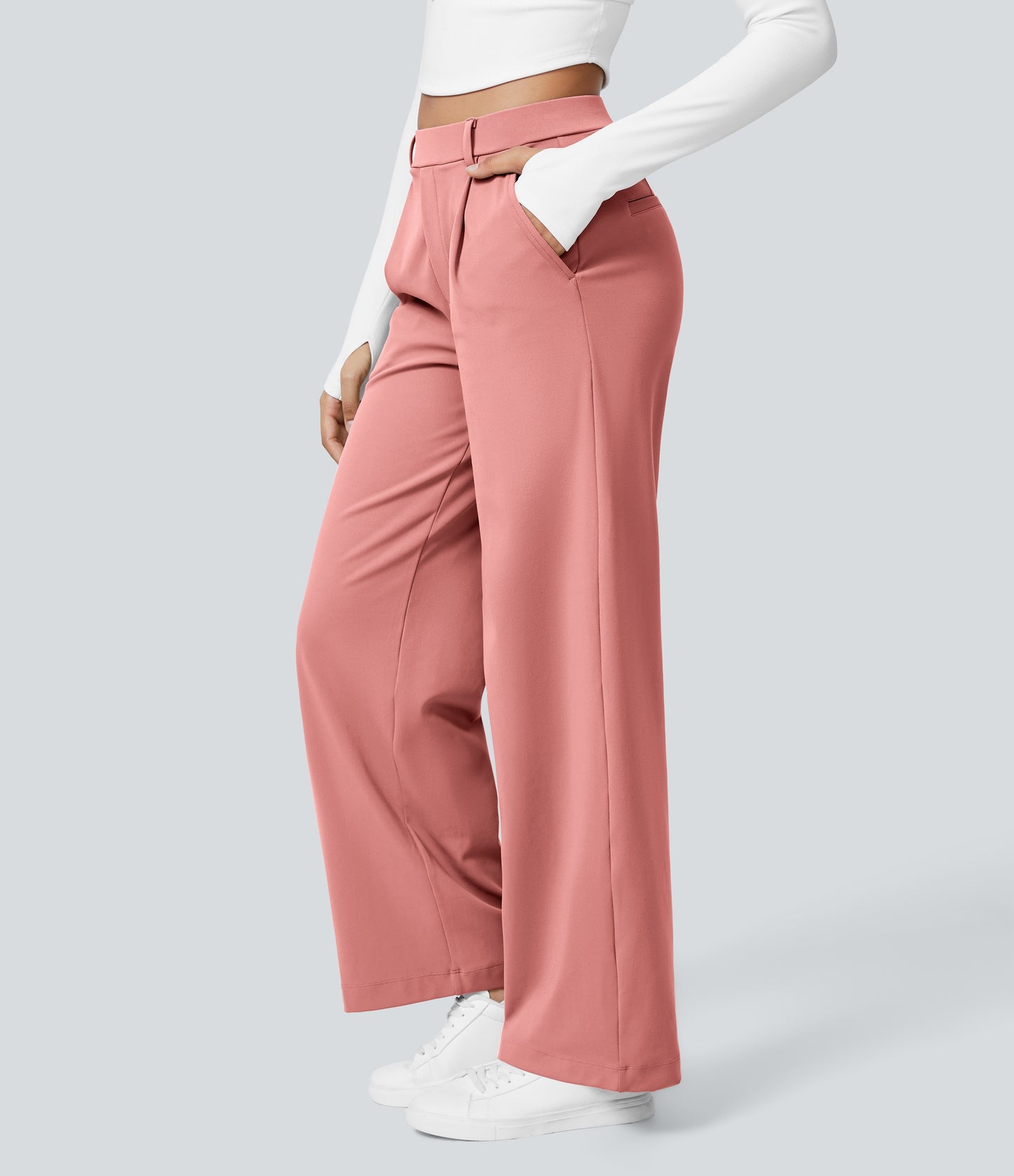 High Waisted Pocket Straight Leg Work Pants