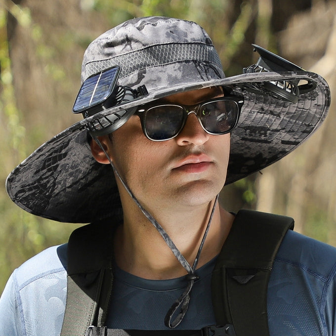 🔥10-Second Chill⚡-Outdoor Wide Brim Sun Hat With Solar Fan