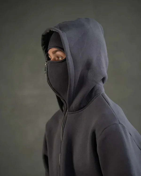 Double Hooded Zip Jacket Wind-resistant Winter Hoodies for Men