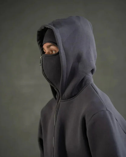 Double Hooded Zip Jacket Wind-resistant Winter Hoodies for Men