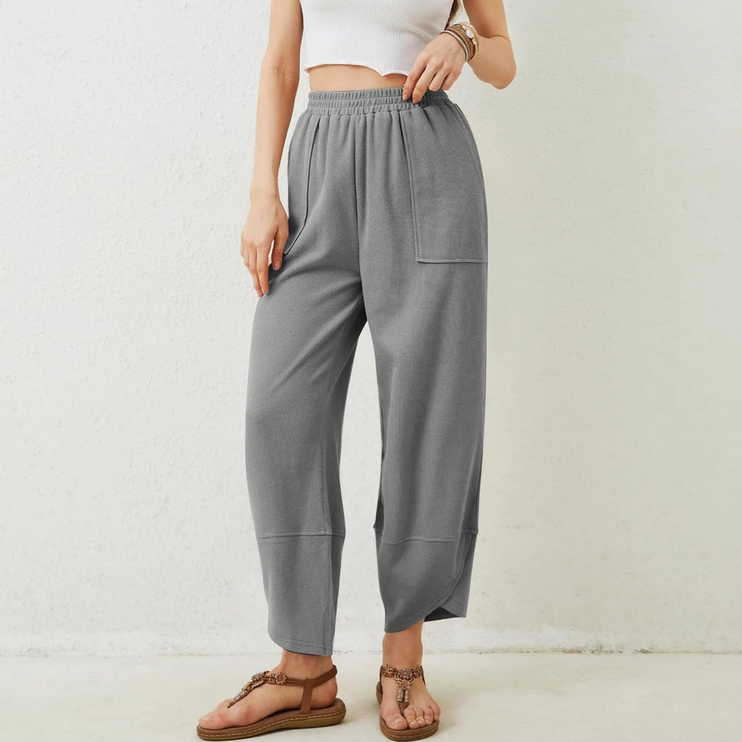Womens Baggy Wide Leg Pants with Large Pockets