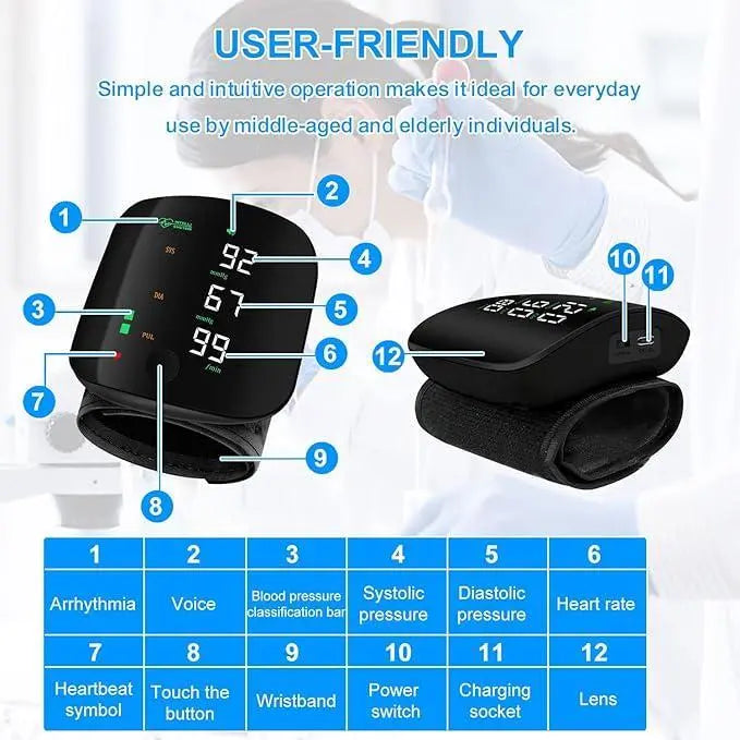 Wrist Blood Pressure Monitor Led Display