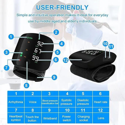 Wrist Blood Pressure Monitor Led Display