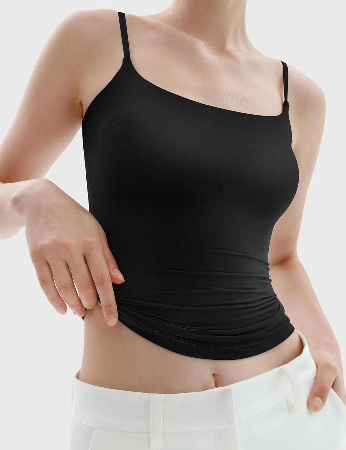 Women's Square Neck Tank Top Adjustable Spaghetti Straps Sleeveless