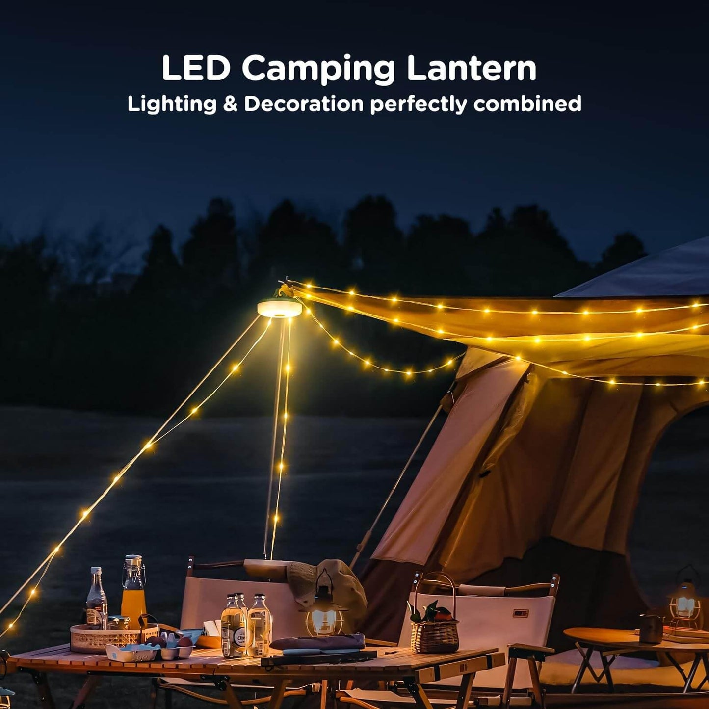 Rechargeable Camping String Lights – 4-in-1 Retractable LED Outdoor Lamp