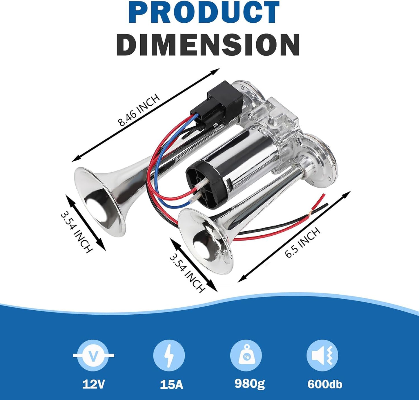 2025 Upgraded 130DB Super Loud Dual Electric Air Horn for Truck