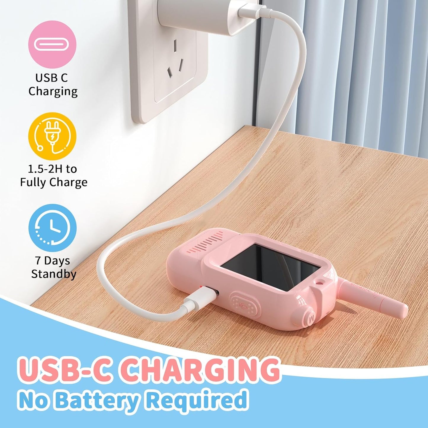 Handheld 2 Pack Rechargeable Video Intercom Kids Walkies Talkies