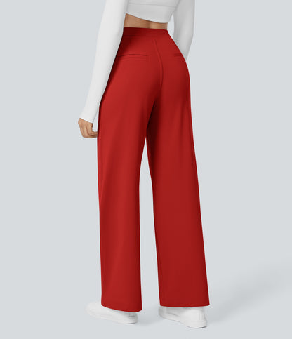 High Waisted Pocket Straight Leg Work Pants