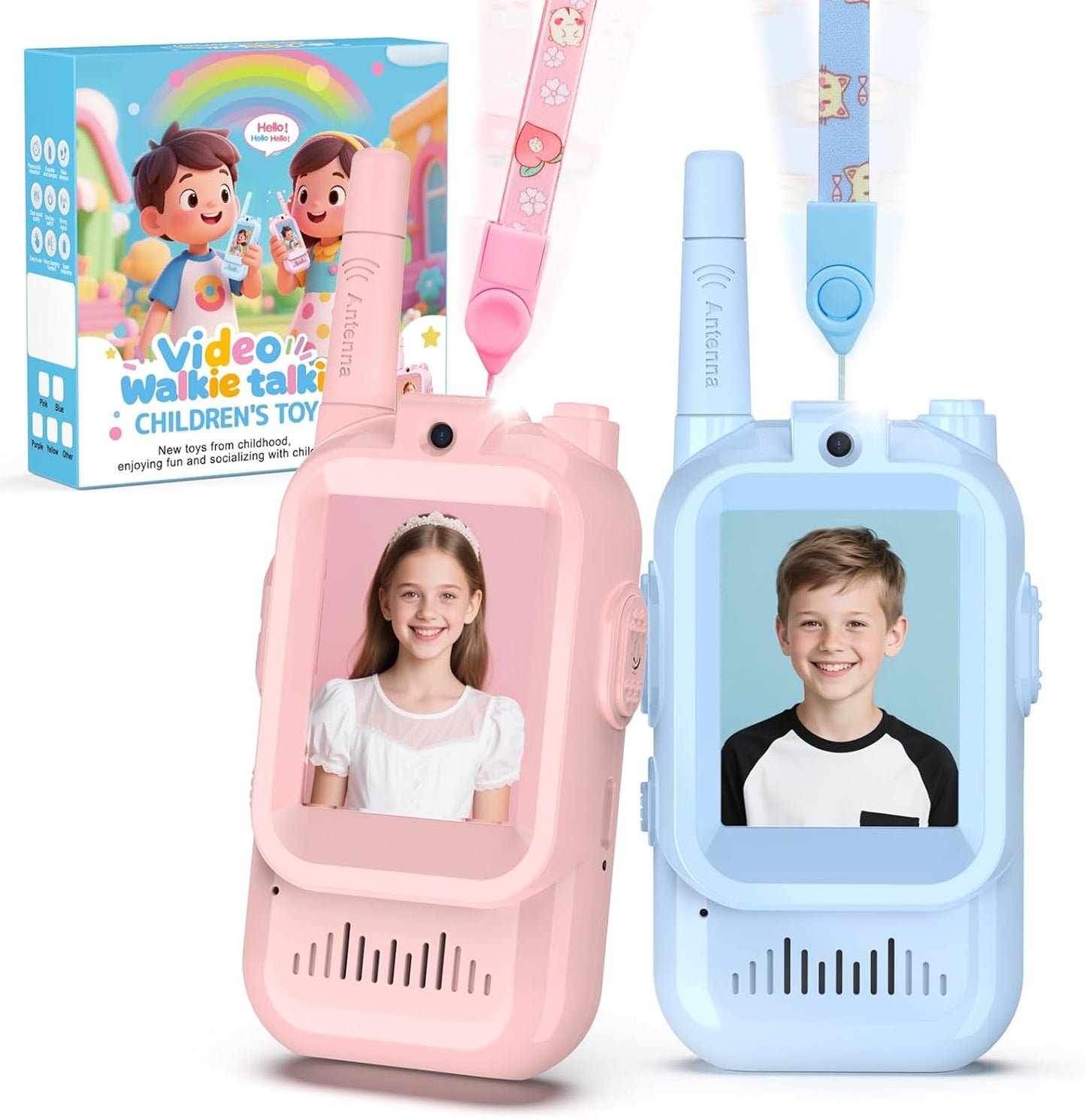 Handheld 2 Pack Rechargeable Video Intercom Kids Walkies Talkies