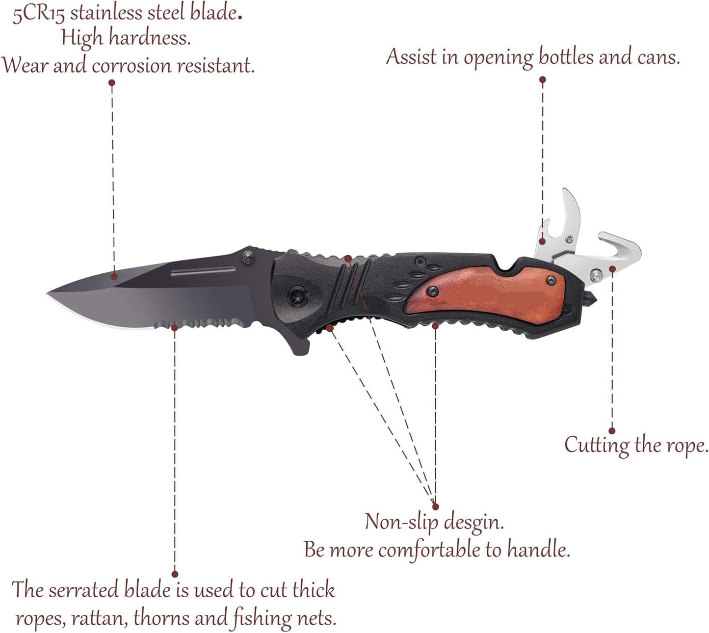 4-in-1 Serrated Blade Folding Tool for Outdoor