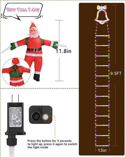 Christmas Santa Climbing Stairs Light, 8 Flashing Modes