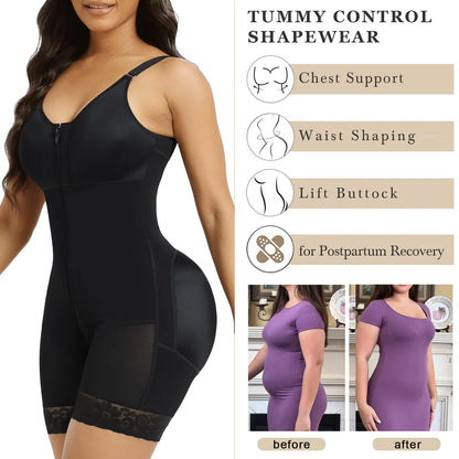 Shapewear for Women Tummy Control Butt Lifter Body Shaper with Zipper Crotch