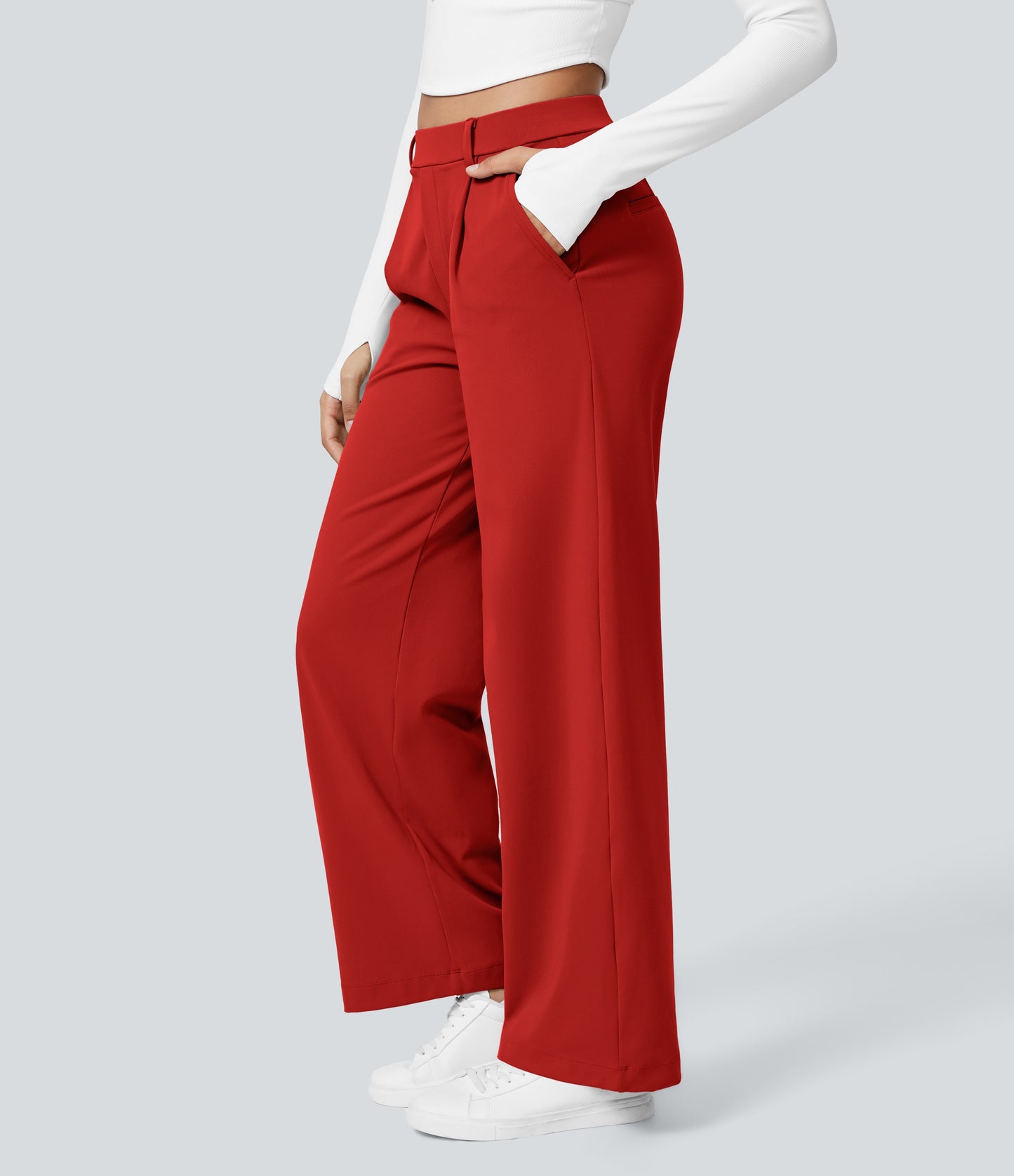High Waisted Pocket Straight Leg Work Pants