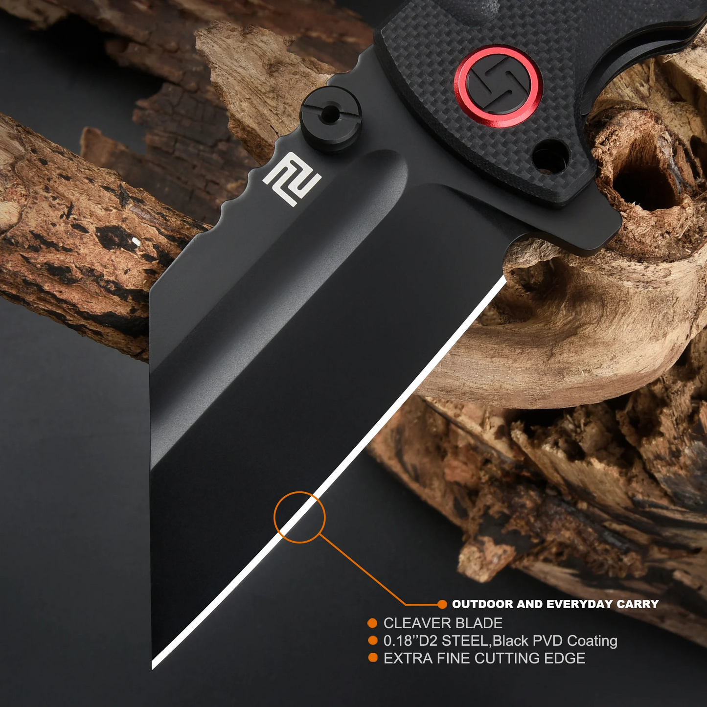 Pro ATZ-1820P EDC Folding Tool – D2 Black PVD, Black G10