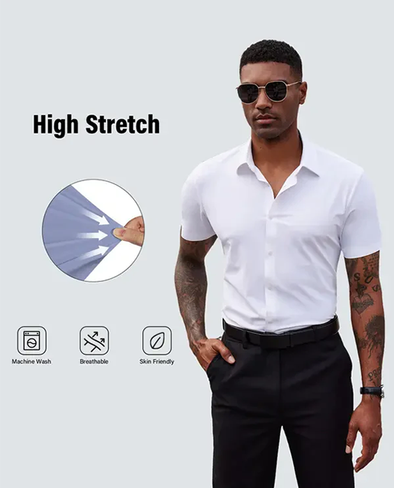 Stretch Dress Shirts for Men Short Sleeve