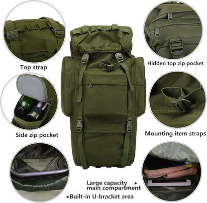 65L Waterproof Oxford Mountaineering Backpack with Rain Cover
