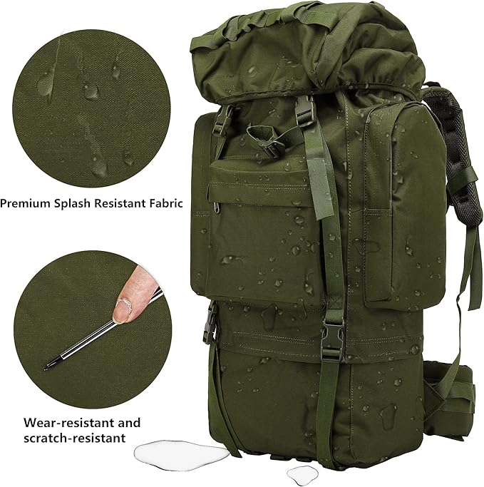 65L Waterproof Oxford Mountaineering Backpack with Rain Cover
