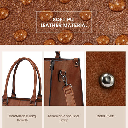 2Pcs Vintage Leather Laptop Bag
