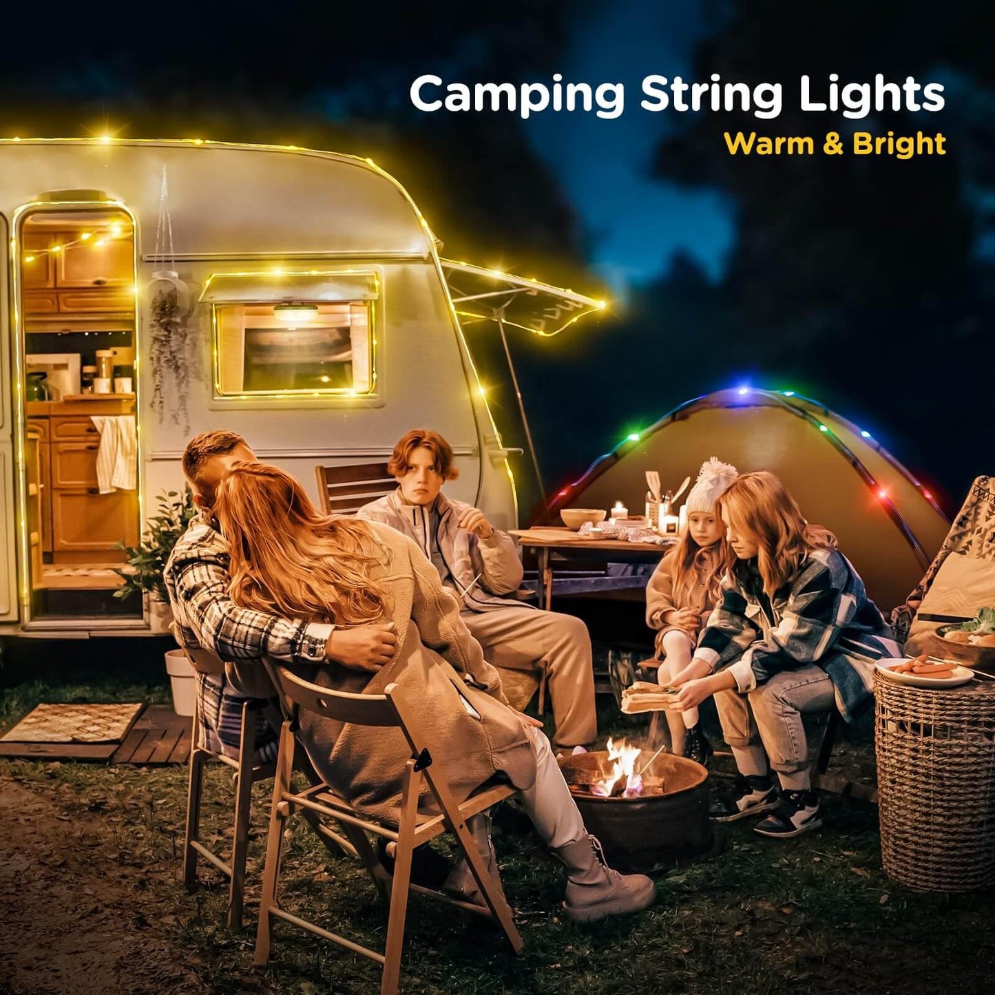Rechargeable Camping String Lights – 4-in-1 Retractable LED Outdoor Lamp