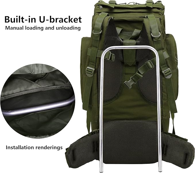 65L Waterproof Oxford Mountaineering Backpack with Rain Cover