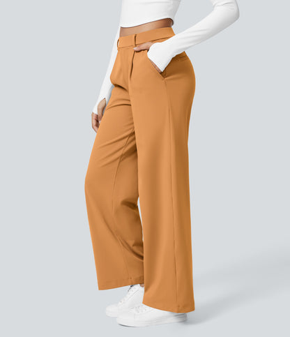 High Waisted Pocket Straight Leg Work Pants