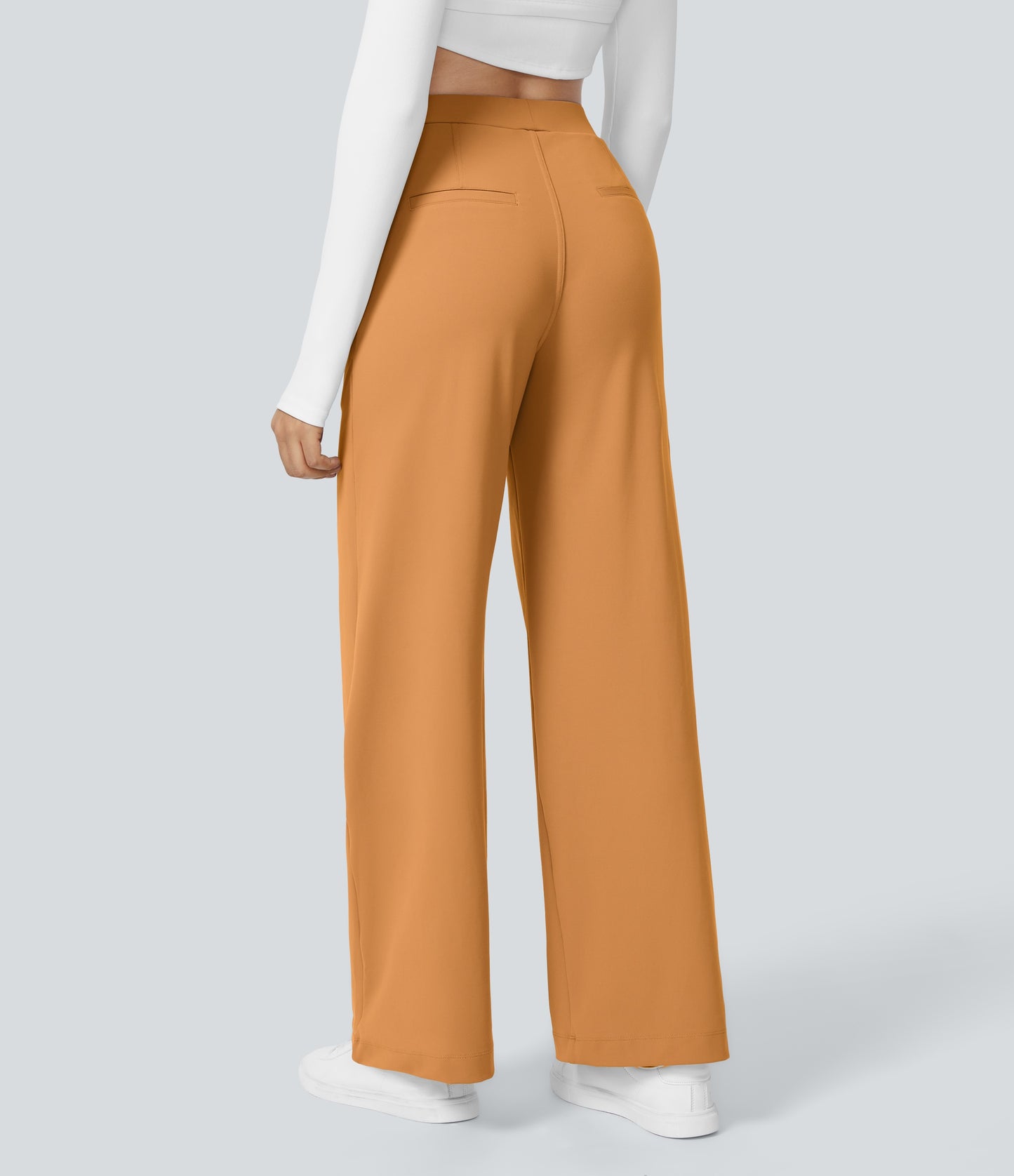 High Waisted Pocket Straight Leg Work Pants