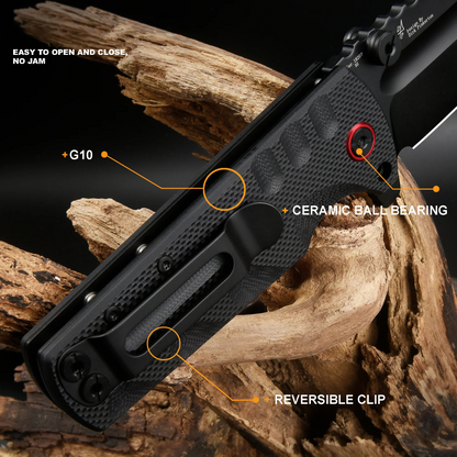 Pro ATZ-1820P EDC Folding Tool – D2 Black PVD, Black G10