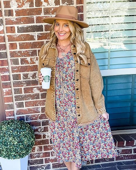 Women's Casual Denim Button Down Distressed Jacket