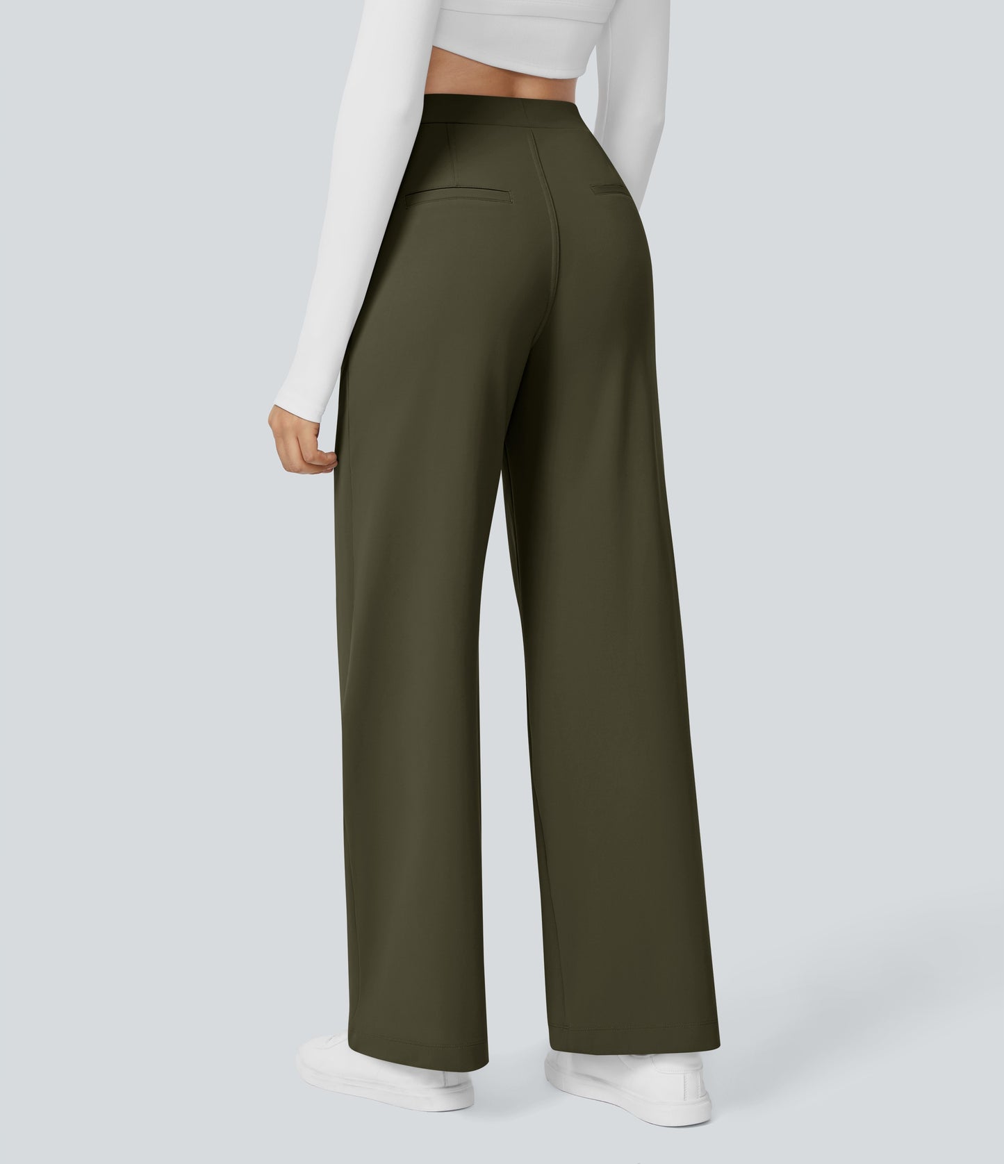 High Waisted Pocket Straight Leg Work Pants